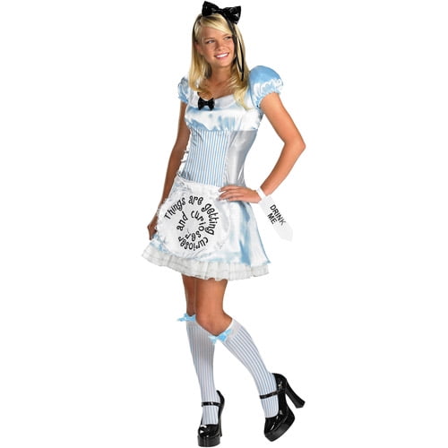 Alice Wonderland Fairytale Fancy Dress Costume Adult Women Plus Size 6-18 SOCKS 
